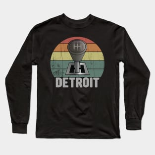 Retro Detroit Manual Stick Gear Shift Car Long Sleeve T-Shirt